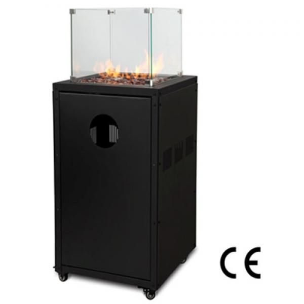 Glass flame patio heater with glass stones
