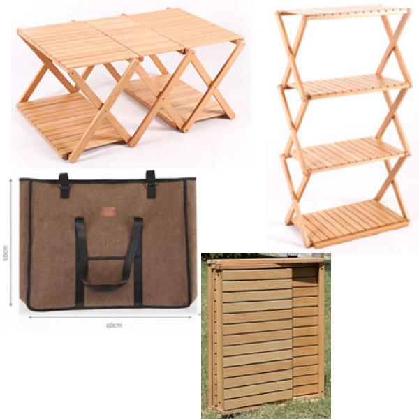 Multi-functional Folding table,Storage rack Beech, Portable Picnic table,Portable camping table,Wood Shelf