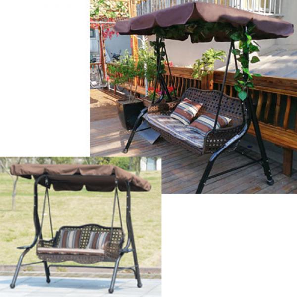 2-Seater Rattan Patio Swing Chair