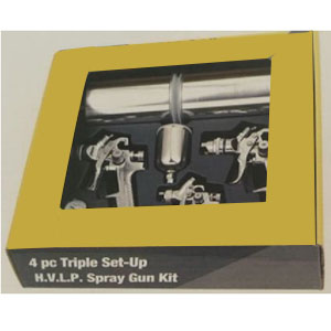 4pcs triple set-up HVLP spray gun kit
