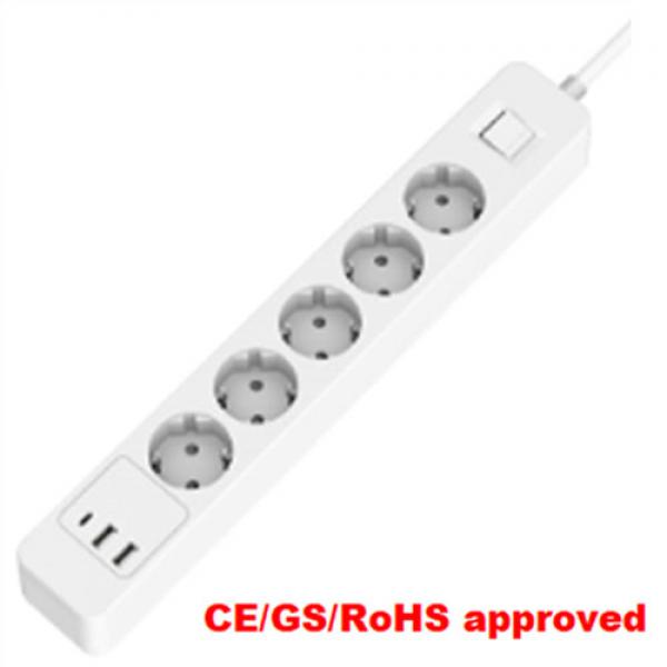5 Outlet 3 USB(PD) Power Strip with EU Plug