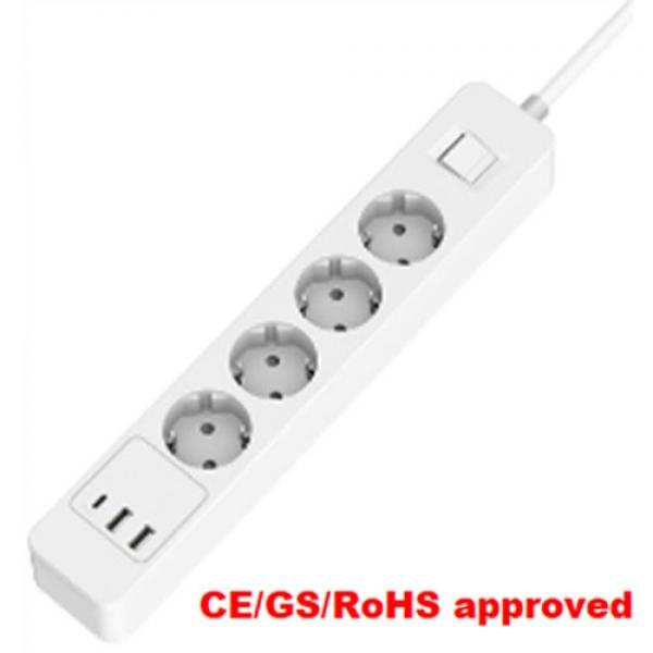 4 Outlet 3 USB(PD) Power Strip with EU Plug