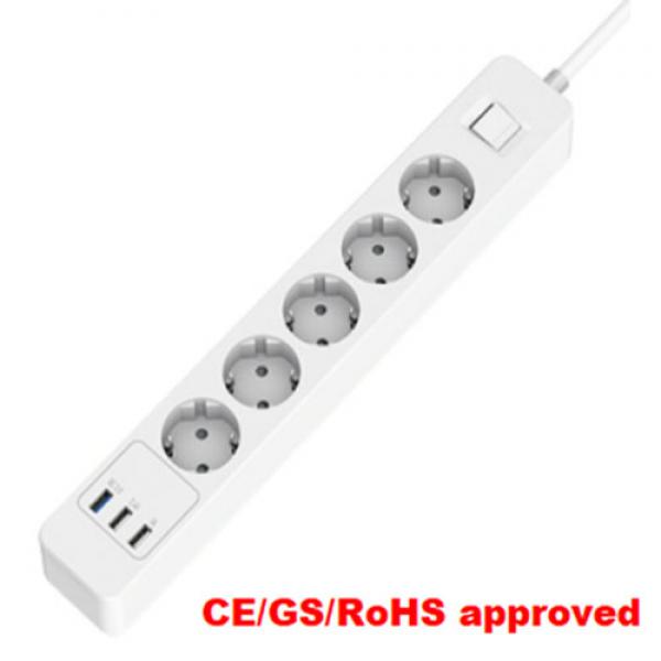 5 Outlet 3 USB(QC3.0) Power Strip with EU Plug