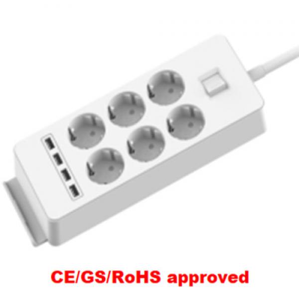 6 Outlet 4 USB Power Strip with EU Plug