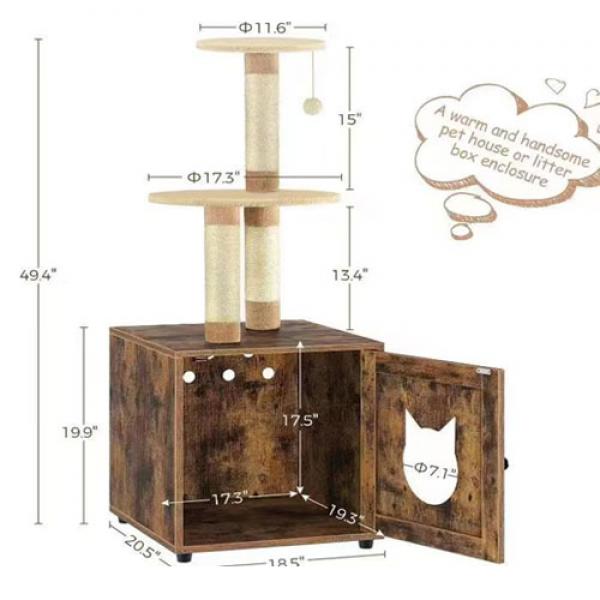 Cat Litter Box Enclosure,Wooden cat house with cat tree tower
