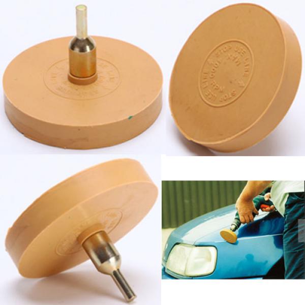 Adhesive residue remover rubber wheel