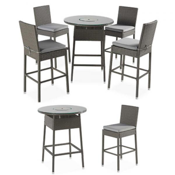 5pcs Rattan Effect High Table & Chairs set