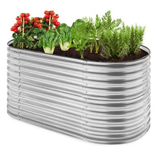 Oval Galvanized Planter Bed